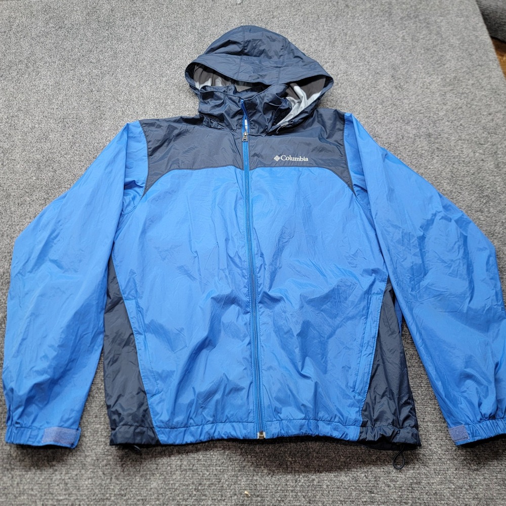 Columbia Mens Blue Full Zip Hooded Windbreaker Jacket Medium 1442361